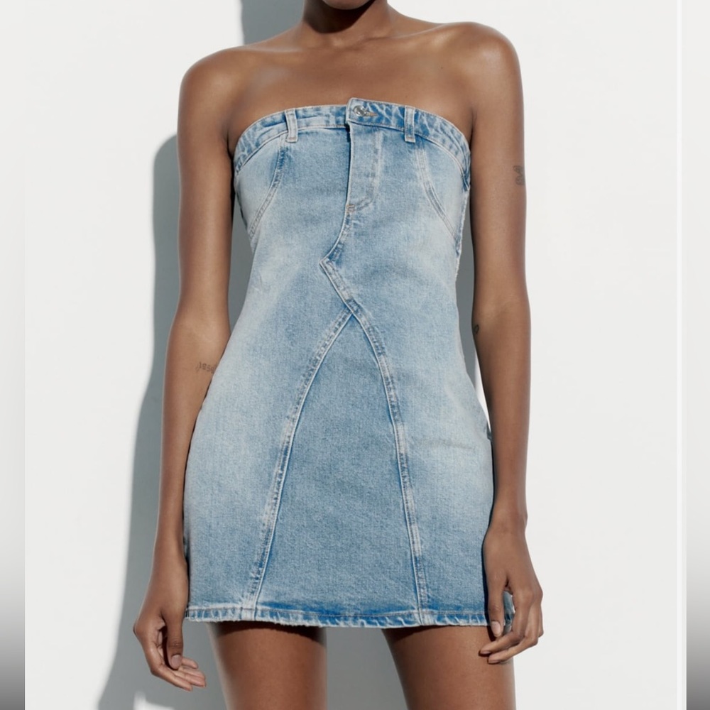 Strapless denim dress